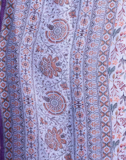Light Blue Linen Printed Saree
