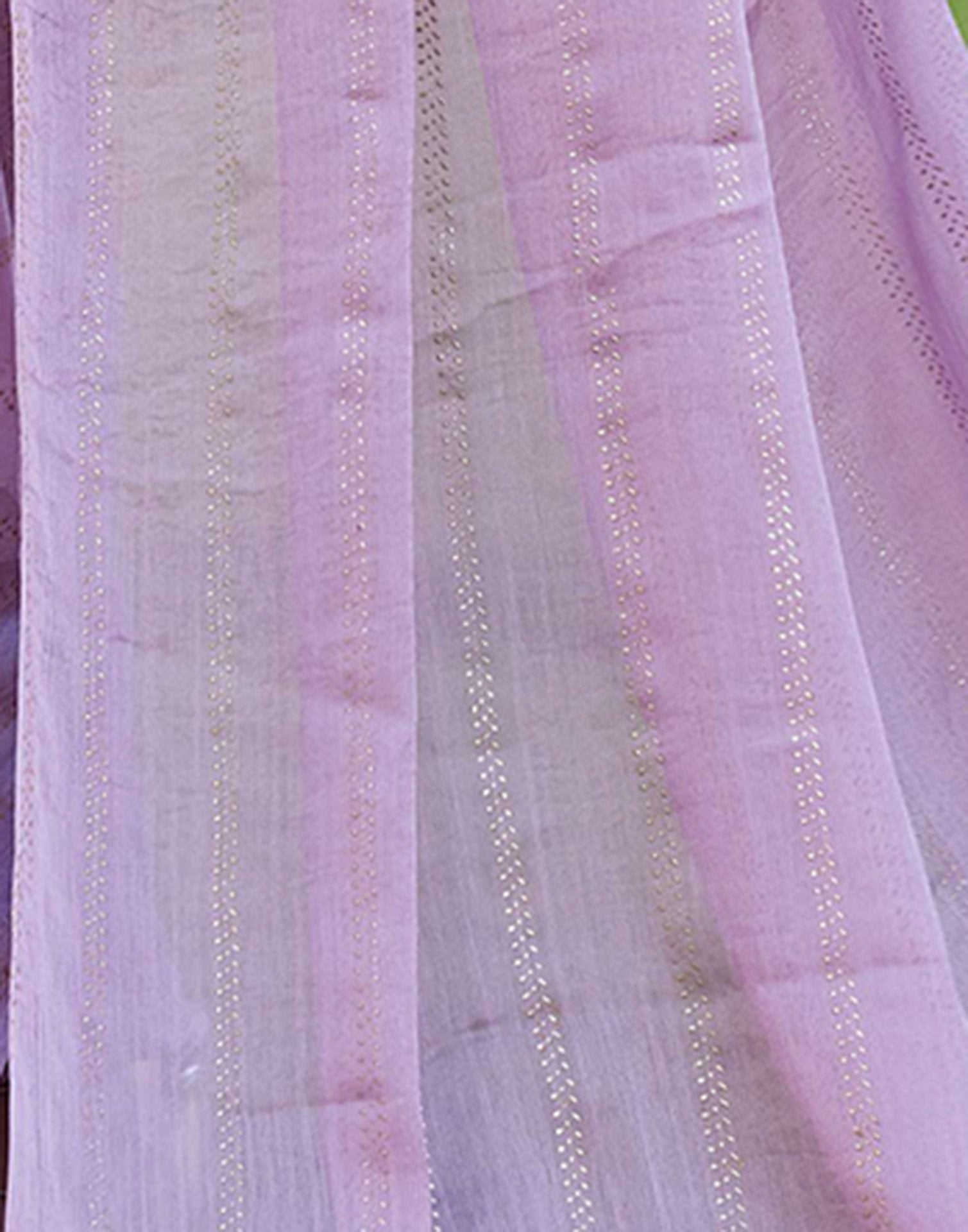 Light Purple Georgette Foil Printed Saree