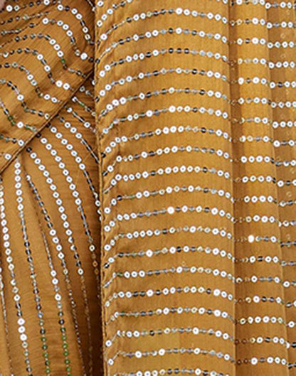 Mustard Yellow Satin Sequence Saree