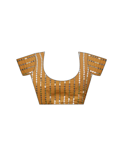 Mustard Yellow Satin Sequence Saree