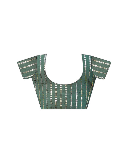 Dusty Green Satin Sequence Saree