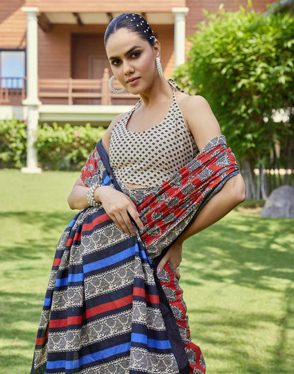 Red Cotton Printed Saree