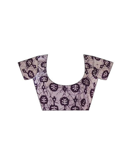 Dark Purple Cotton Printed Saree
