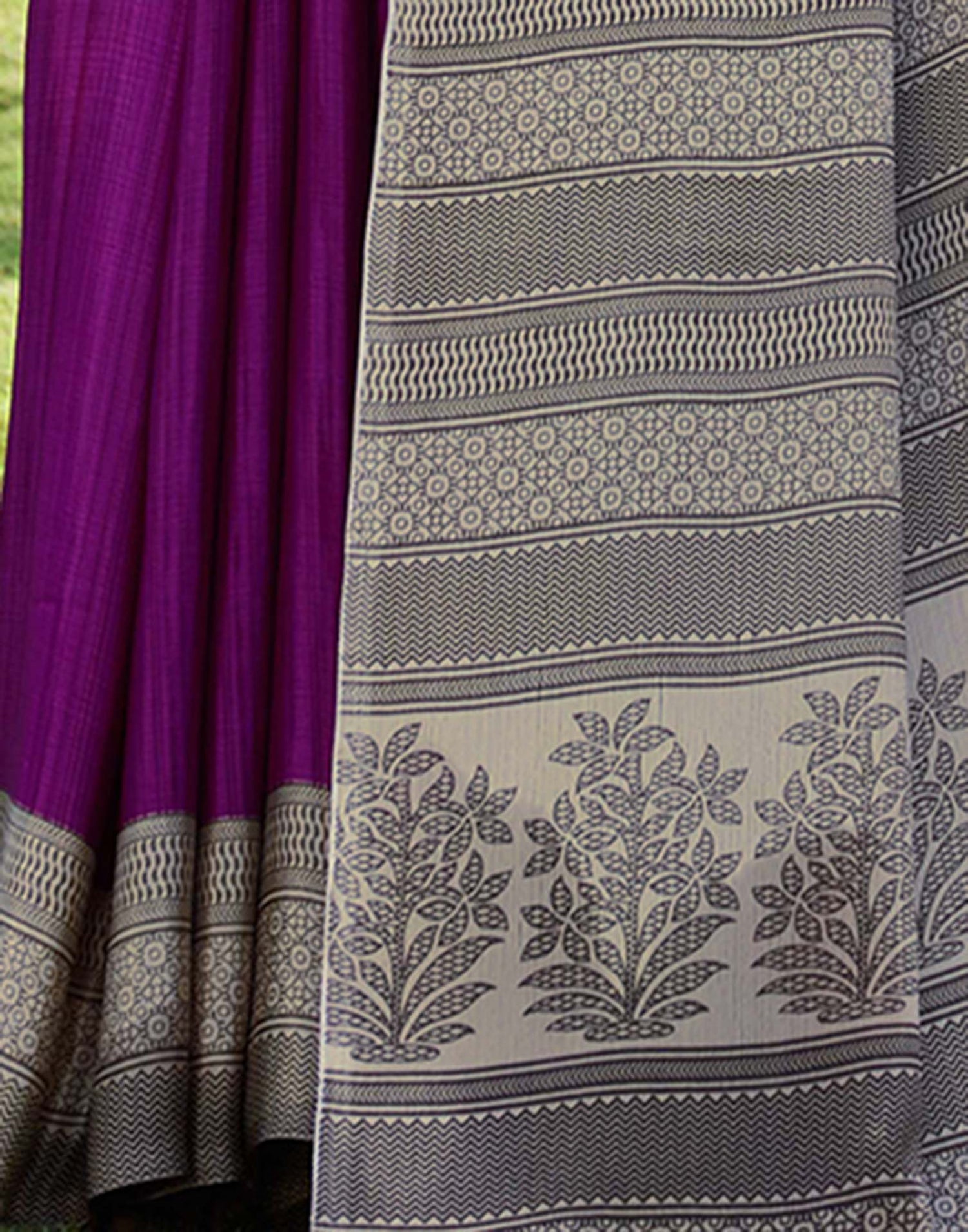 Beige Chinnon Printed Saree
