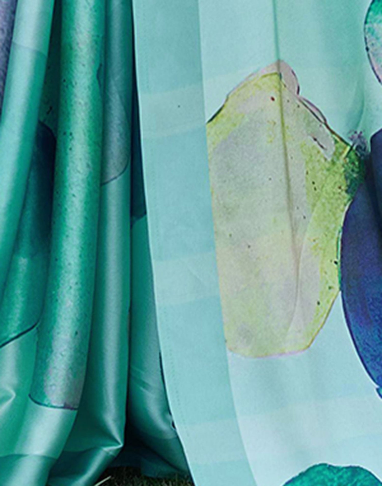 Sea Green Satin Printed Saree