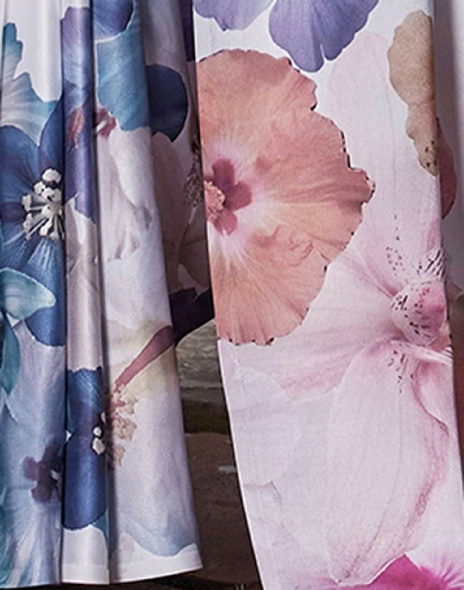 White Satin Floral Printed Saree