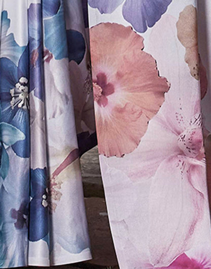 White Satin Floral Printed Saree