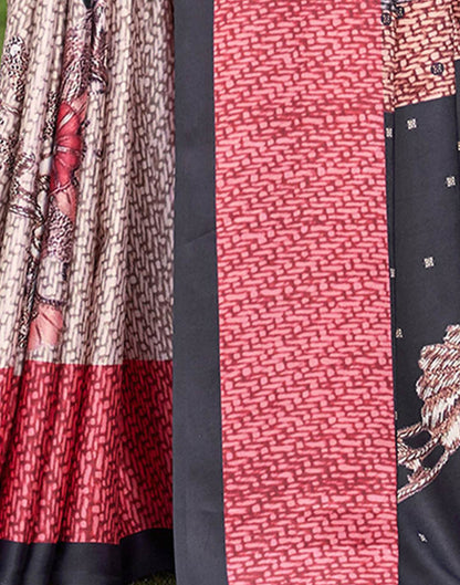Multicoloured Satin Printed Saree