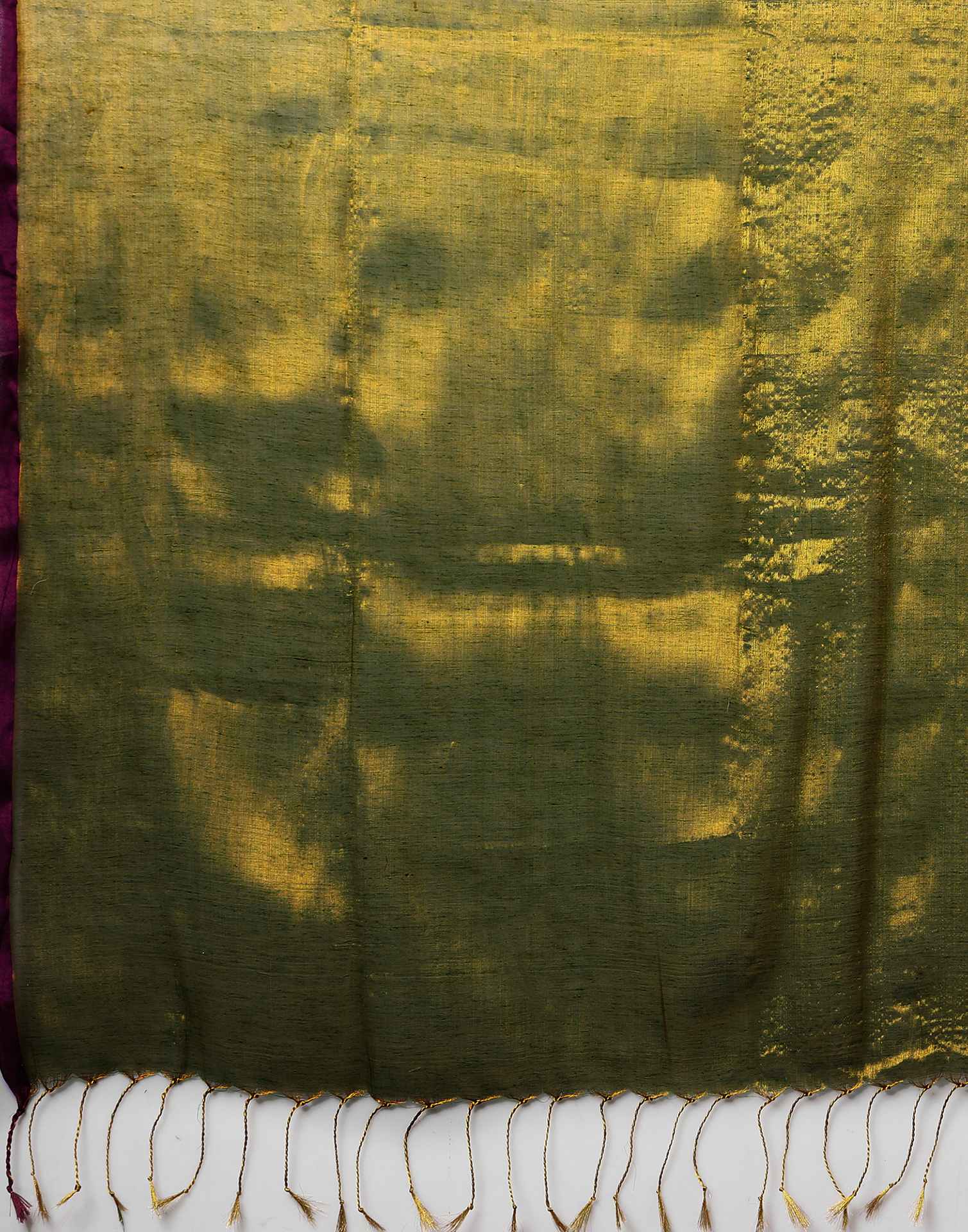 Olive Green Tissue Silk Top Dyed Kanjivaram Saree
