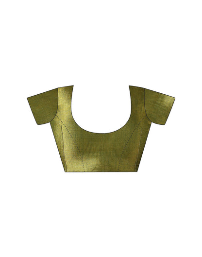 Olive Green Tissue Silk Top Dyed Kanjivaram Saree