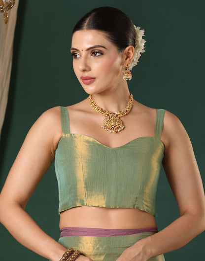 Mint Green Tissue Silk Top Dyed Kanjivaram Saree