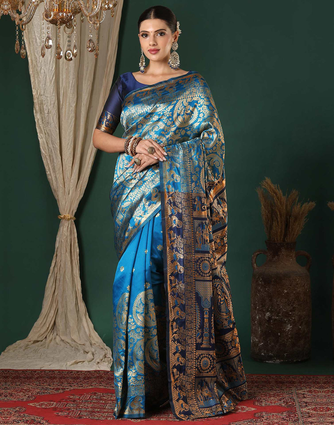 Blue Silk Woven Banarasi Saree