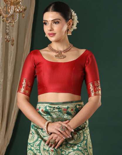 Dark Green Silk Woven Banarasi Saree