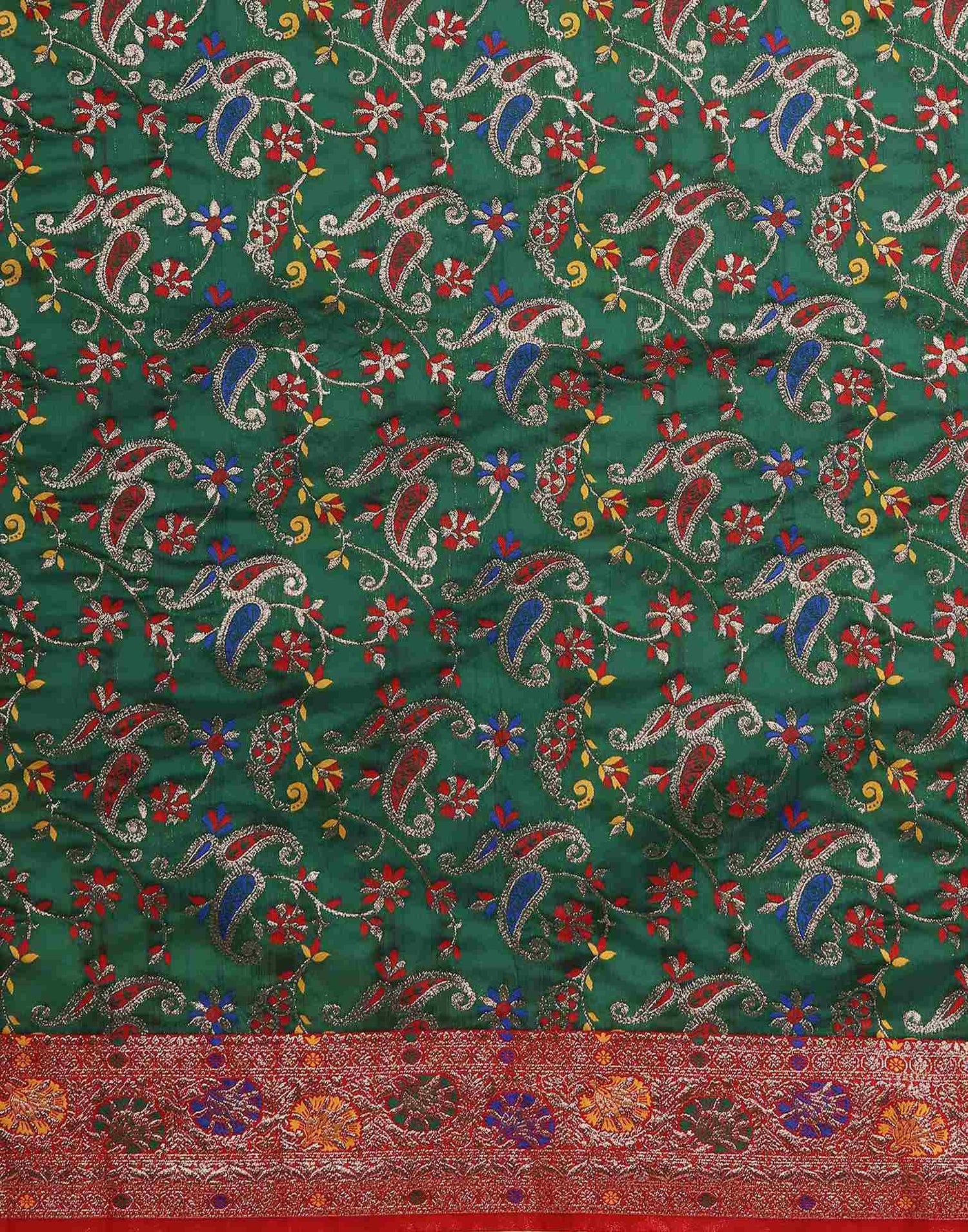 Dark Green Silk Woven Banarasi Saree