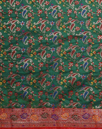 Dark Green Silk Woven Banarasi Saree