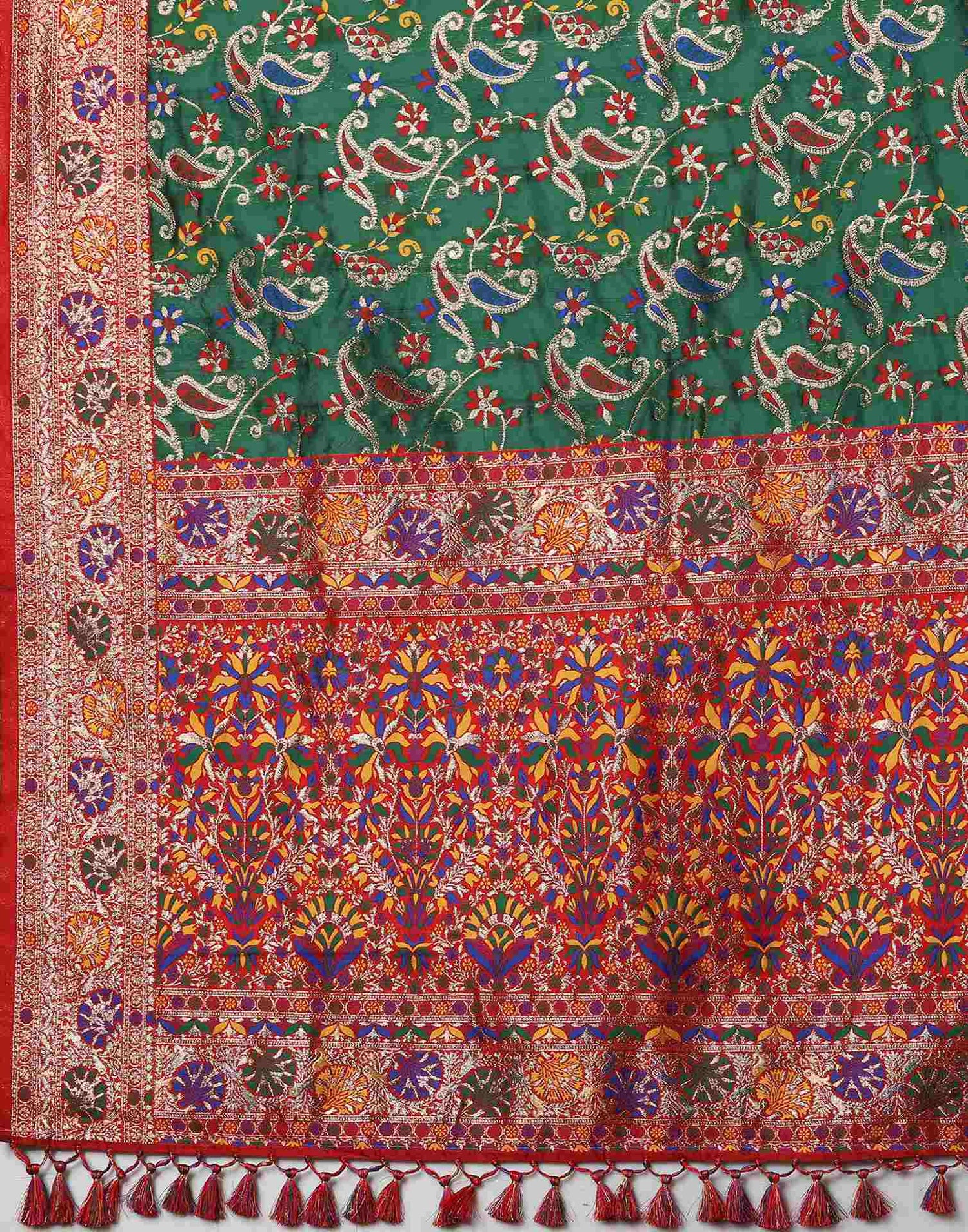 Dark Green Silk Woven Banarasi Saree
