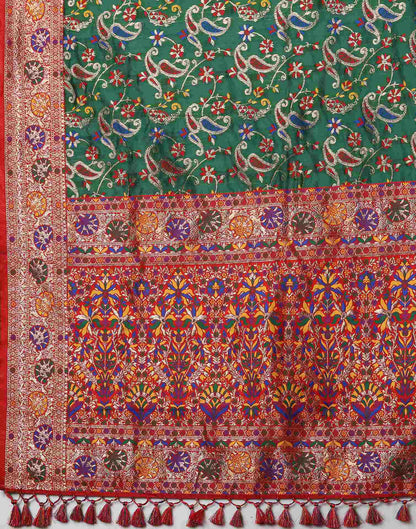 Dark Green Silk Woven Banarasi Saree