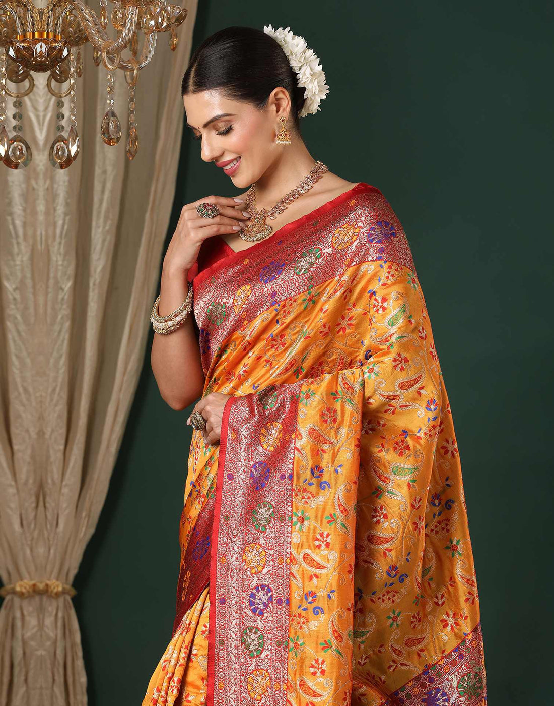 Turmeric Yellow Silk Woven Banarasi Saree