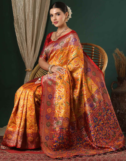 Turmeric Yellow Silk Woven Banarasi Saree