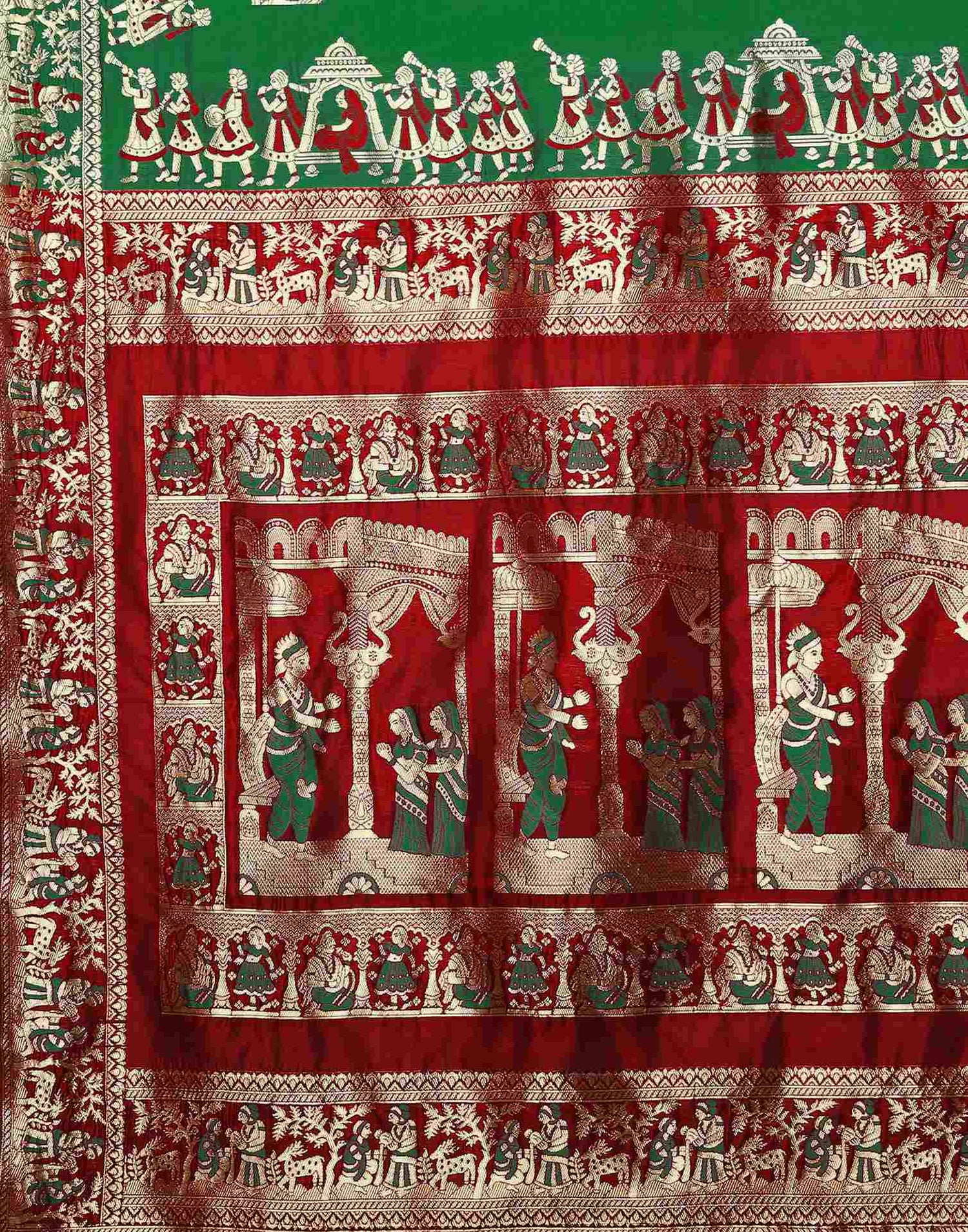 Dark Green Silk Woven Banarasi Saree