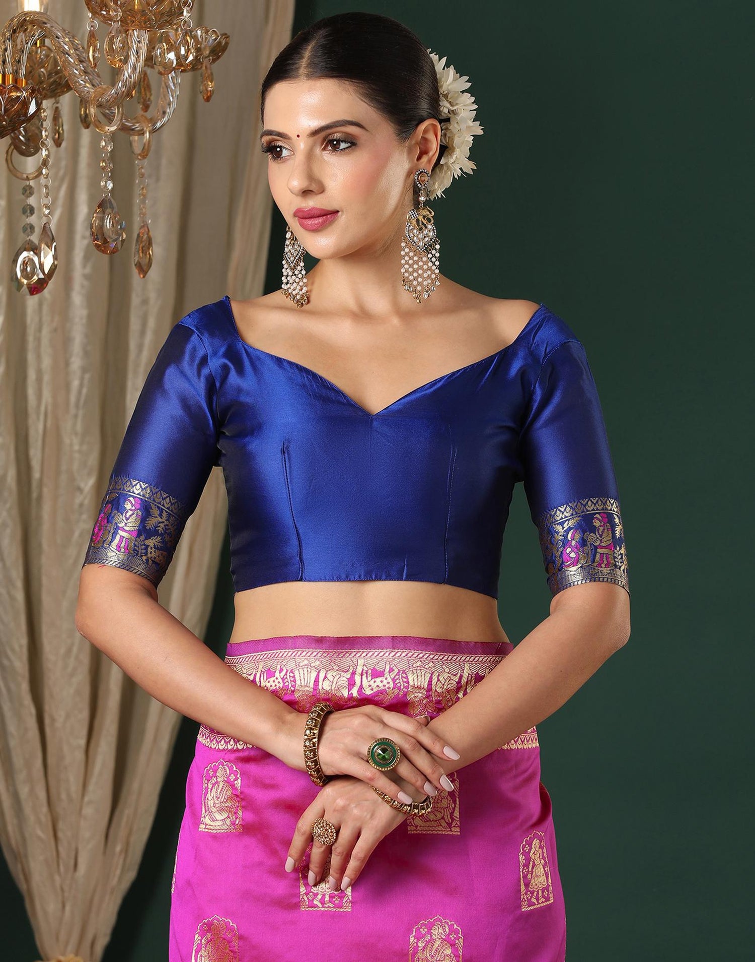 Magenta Silk Woven Banarasi Saree