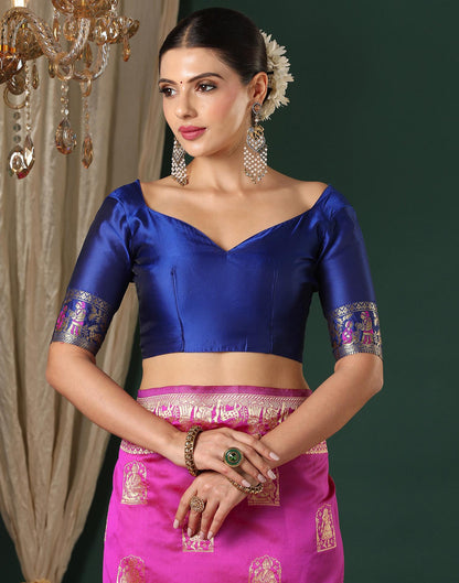 Magenta Silk Woven Banarasi Saree