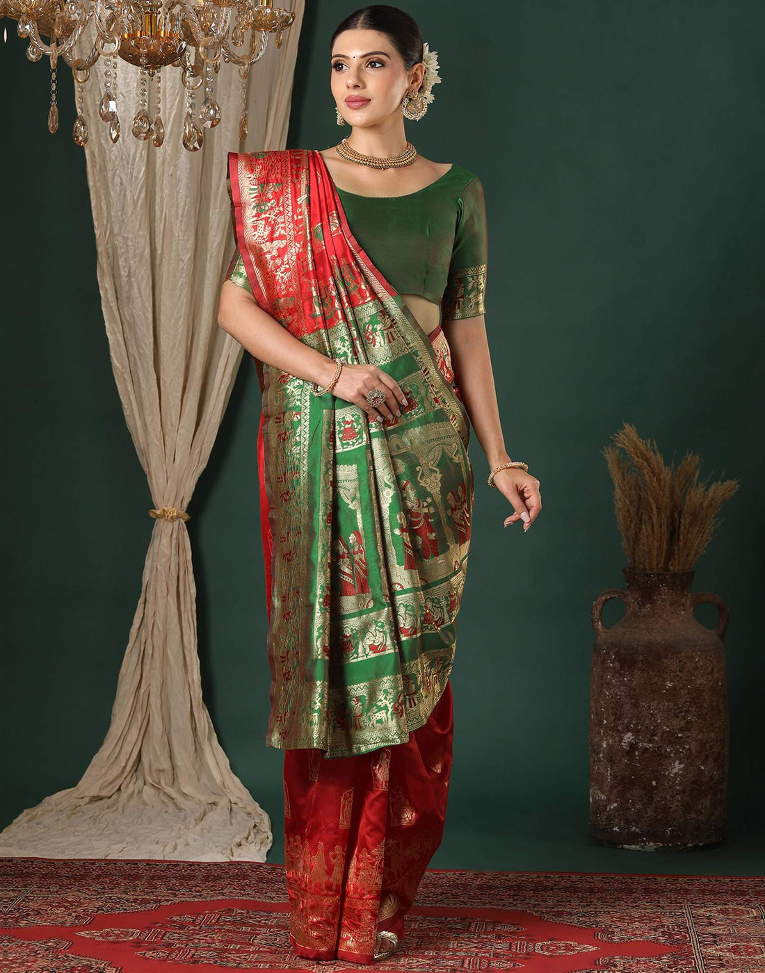 Red Silk Woven Banarasi Saree