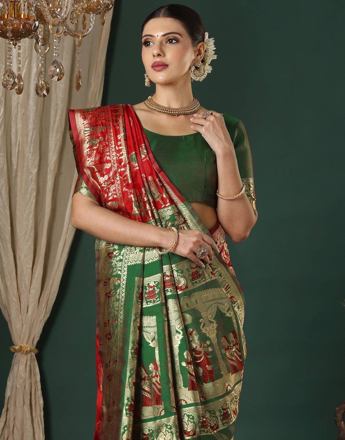 Red Silk Woven Banarasi Saree