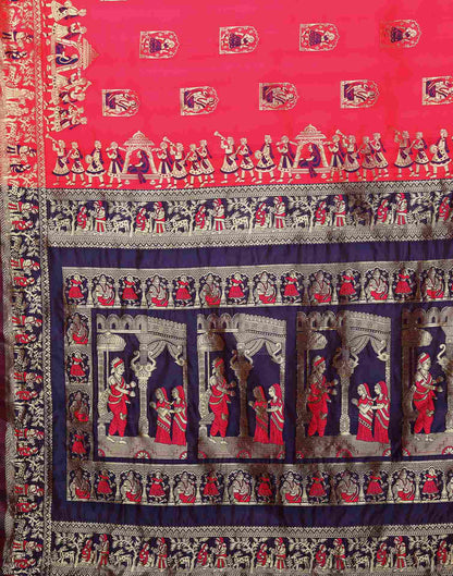 Bright Pink Silk Woven Banarasi Saree