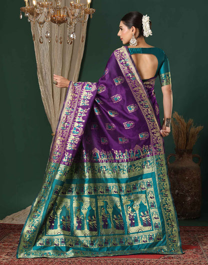 Dark Purple Silk Woven Banarasi Saree