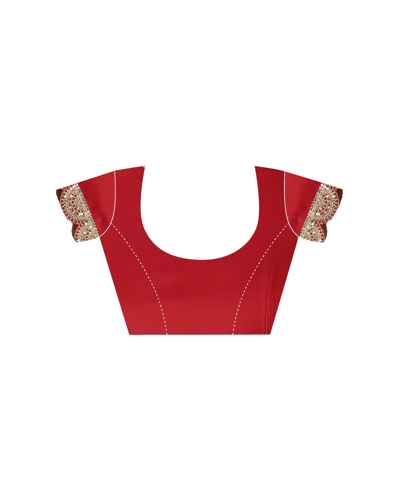 Red Satin Sequence Plain Saree