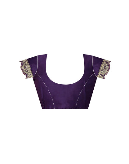 Dark Purple Satin Sequence Plain Saree