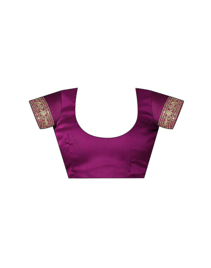 Dark Magenta Satin Sequence Plain Saree