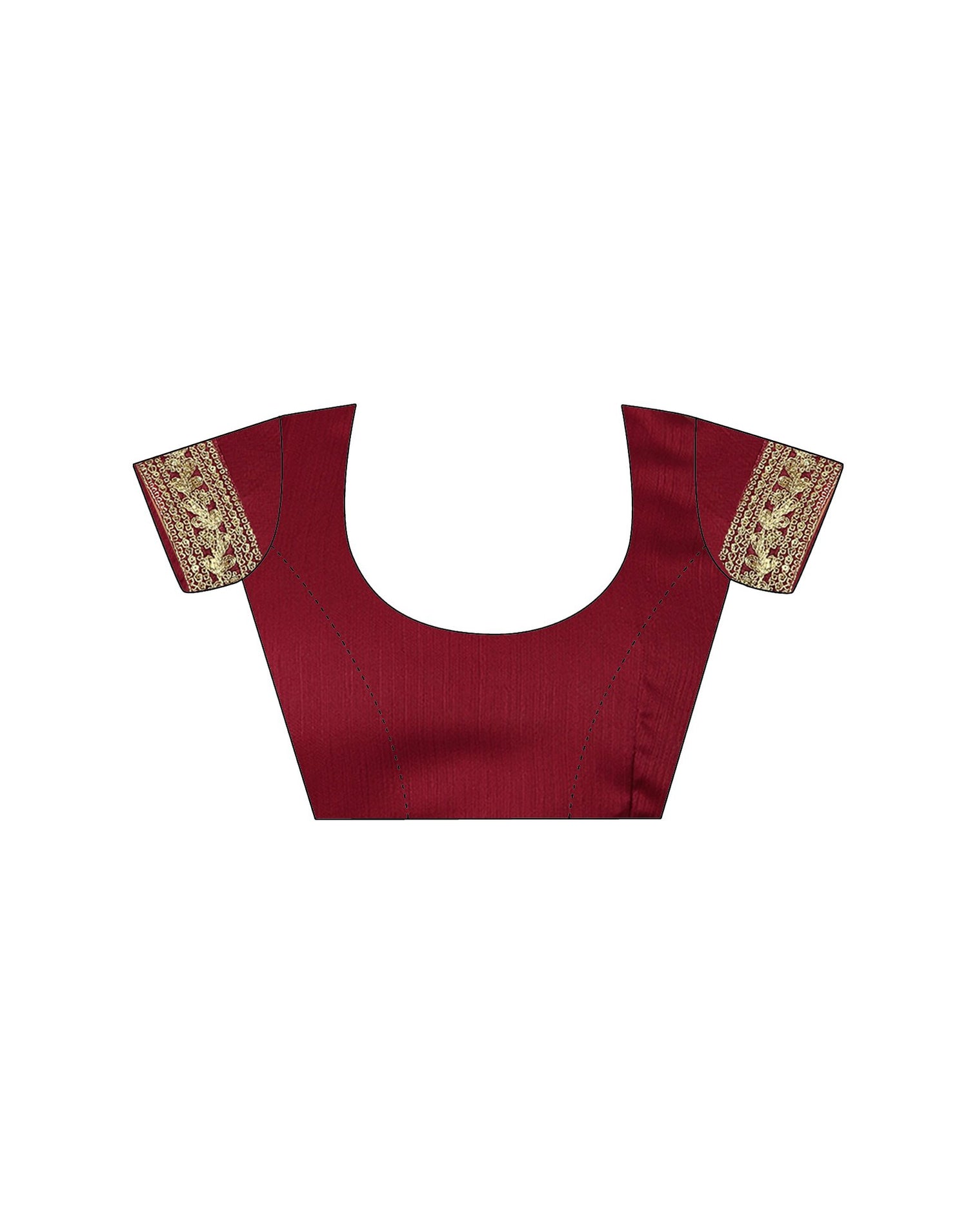 Maroon Satin Sequence Plain Saree