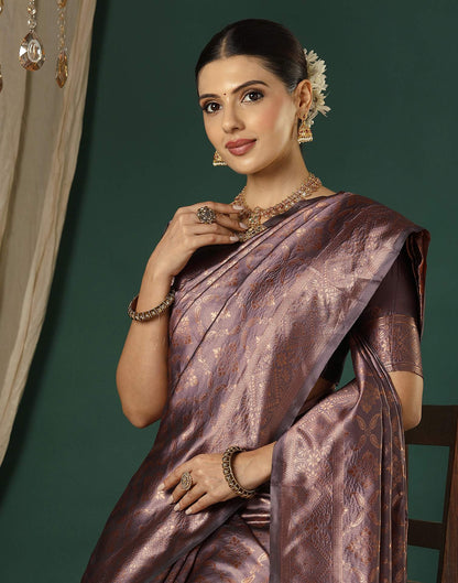 Mauve Silk Woven Saree