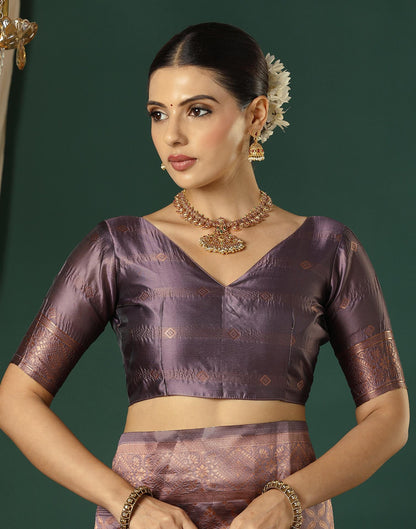 Mauve Silk Woven Saree