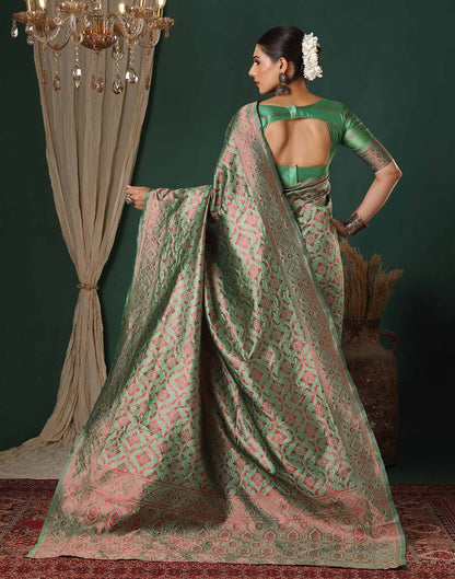 Dusty Green Silk Woven Saree