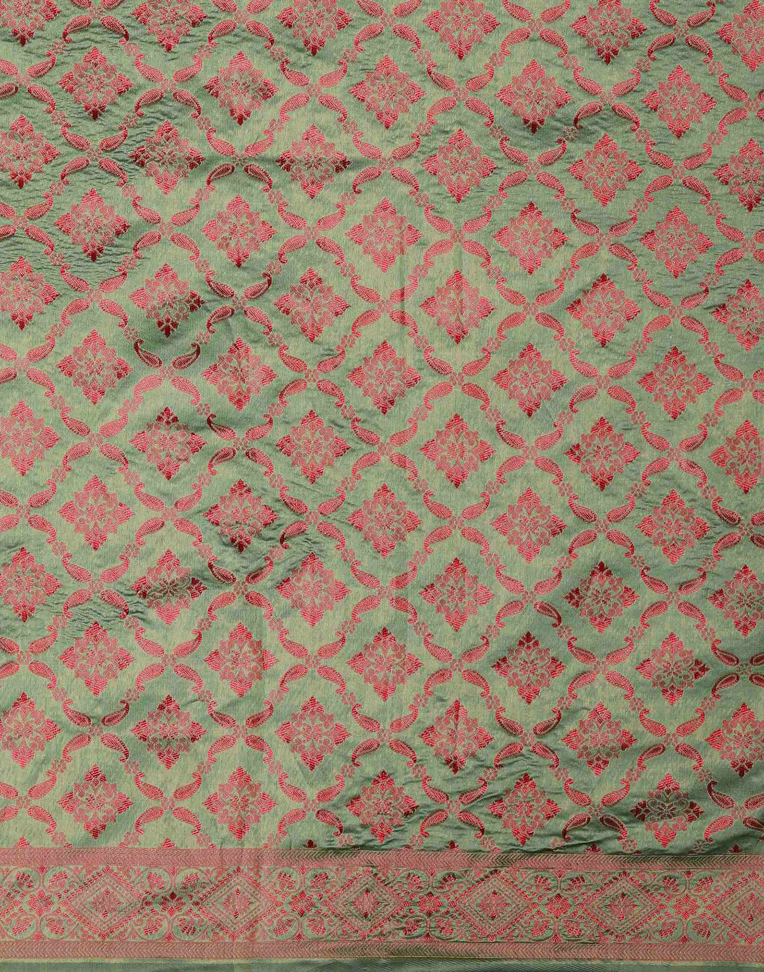 Dusty Green Silk Woven Saree
