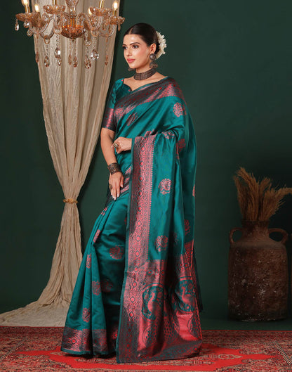 Rama Green Silk Woven Saree