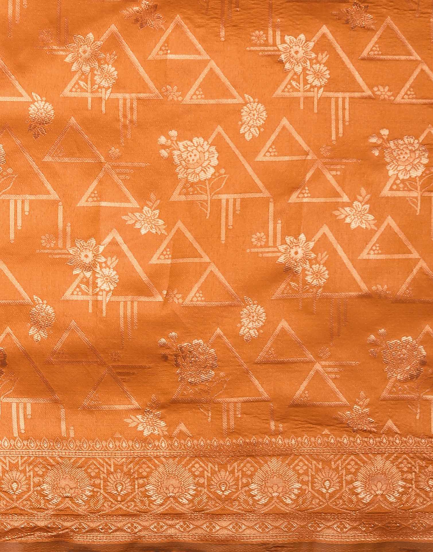 Dusty Orange Silk Woven Saree