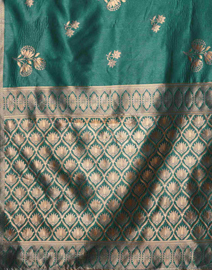 Teal Green Silk Woven Saree