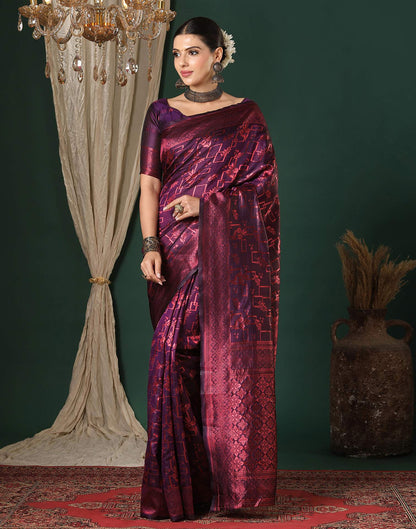 Dark Purple Silk Woven Saree