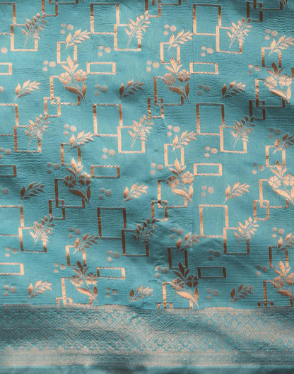 Dusty Blue Silk Woven Saree
