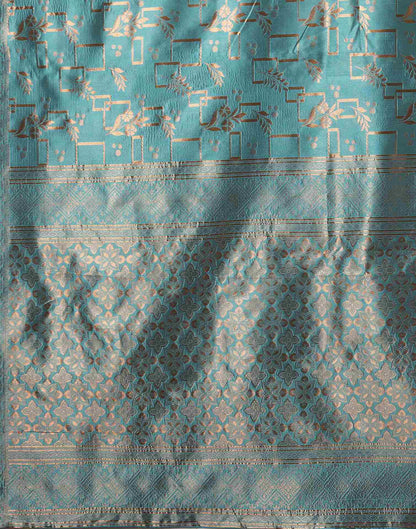 Dusty Blue Silk Woven Saree