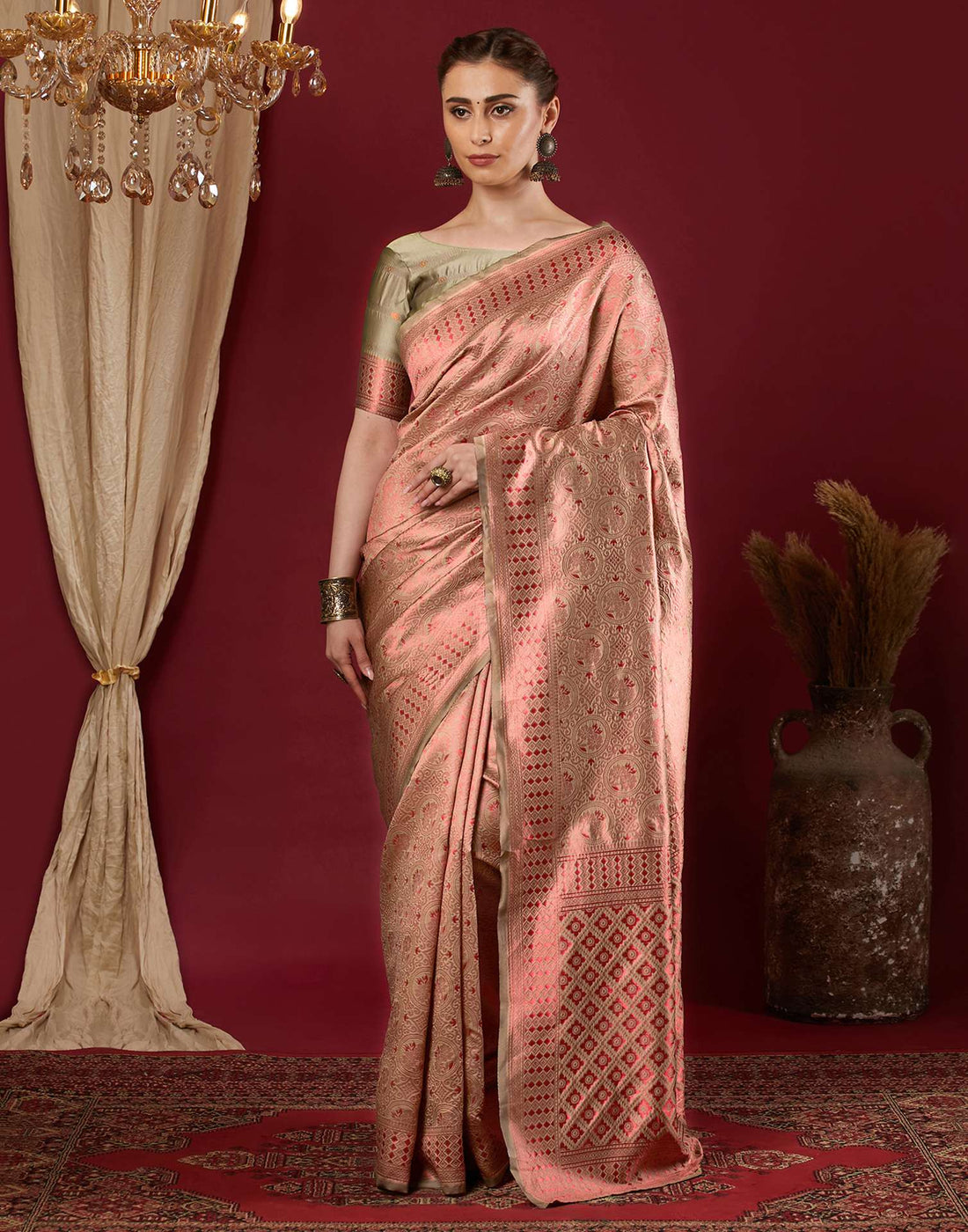 Red Silk Woven Saree