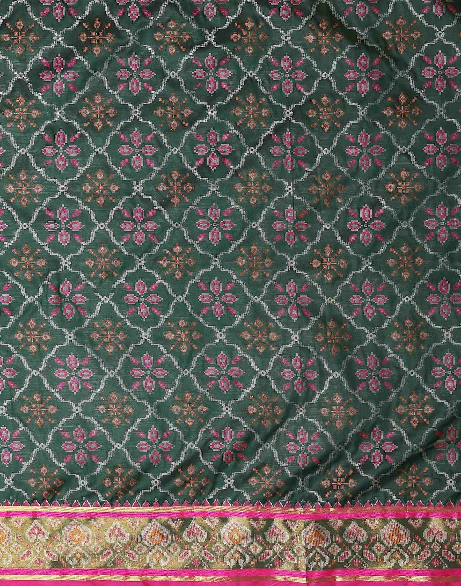 Dark Green Silk Patola Woven Saree