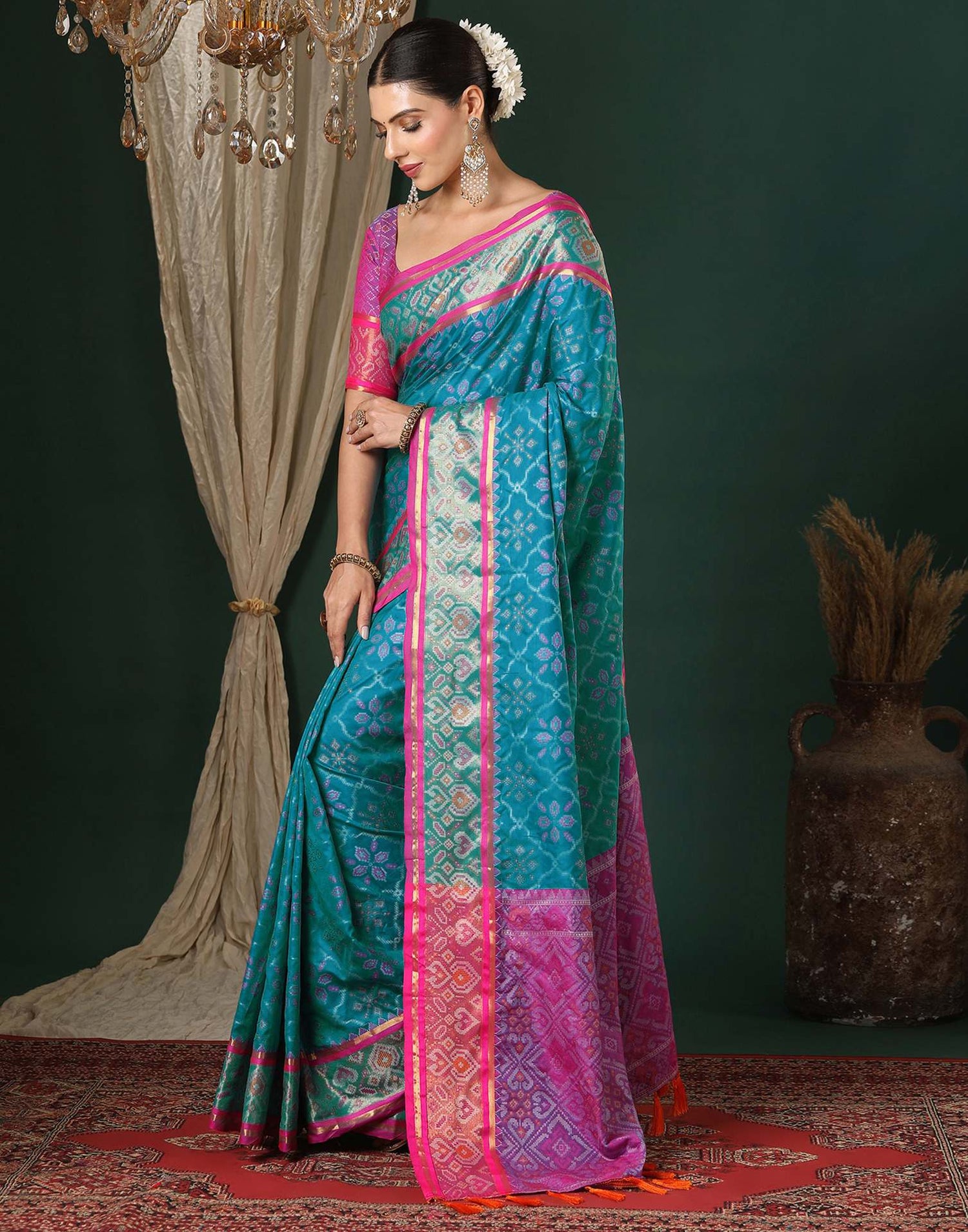 Blue Silk Patola Woven Saree