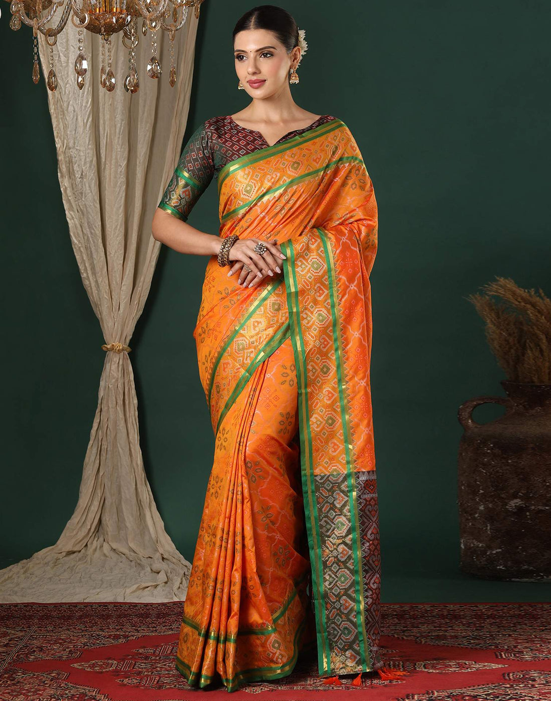 Yellow Silk Patola Woven Saree