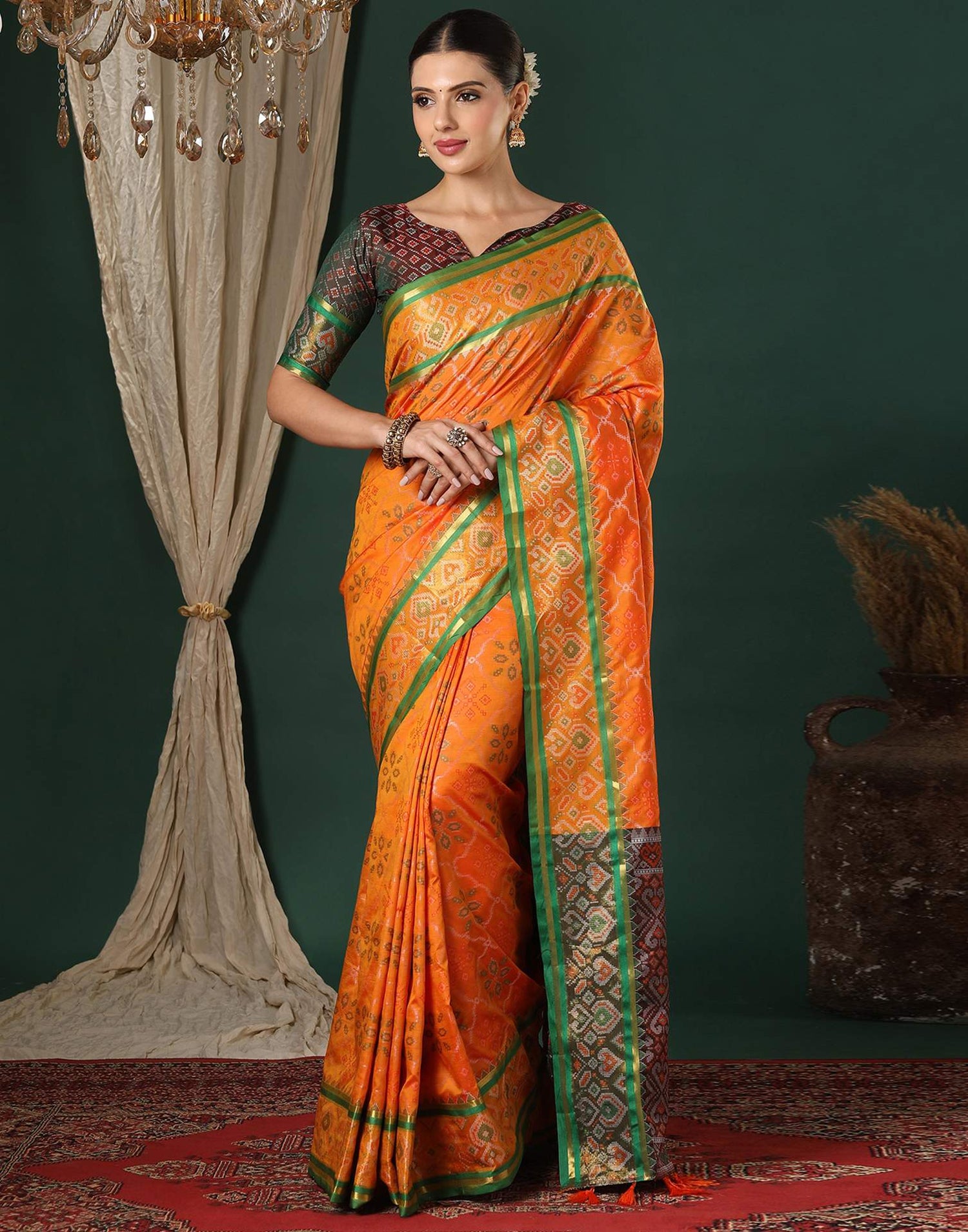 Yellow Silk Patola Woven Saree