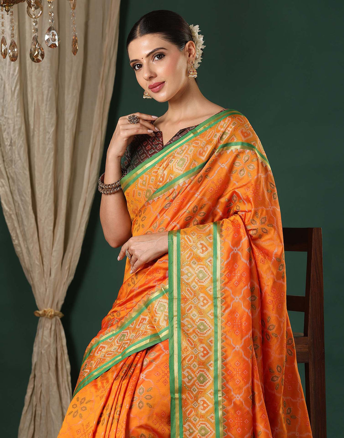 Yellow Silk Patola Woven Saree